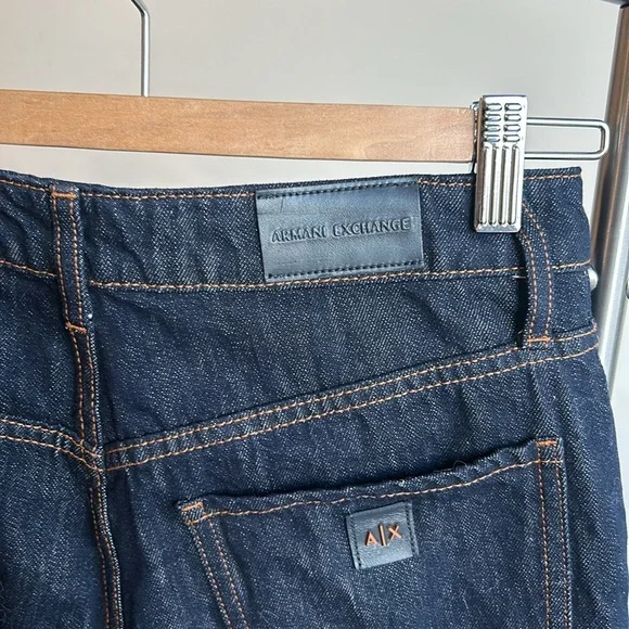 Armani Exchange Hi Waist Cuff Straight Ankle Dark Wash Jeans Women size 27 - Picture 6 of 17